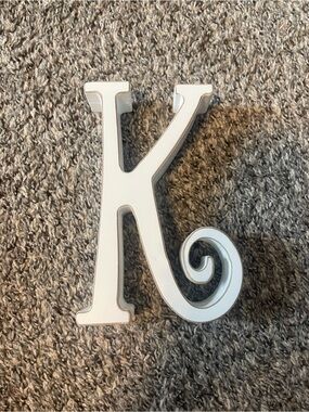 Decorative White Letter 'K' Wall Accent